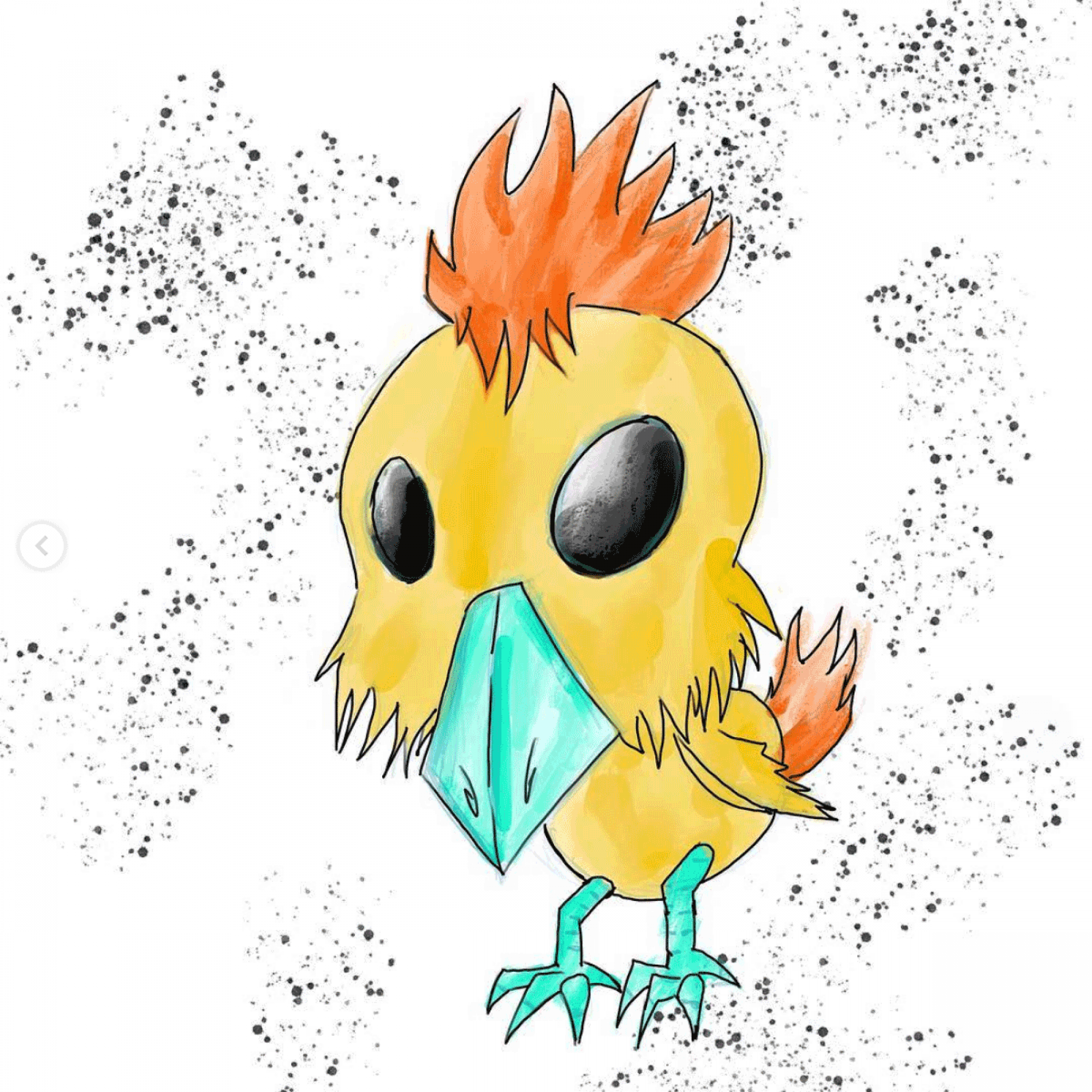 A hand drawn chicken creature