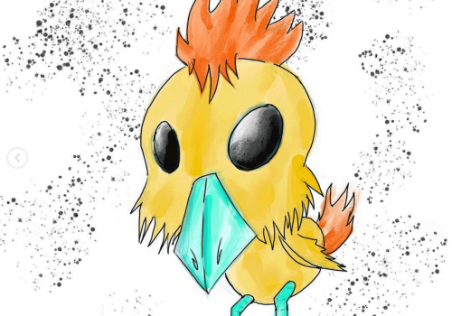 A hand drawn chicken creature